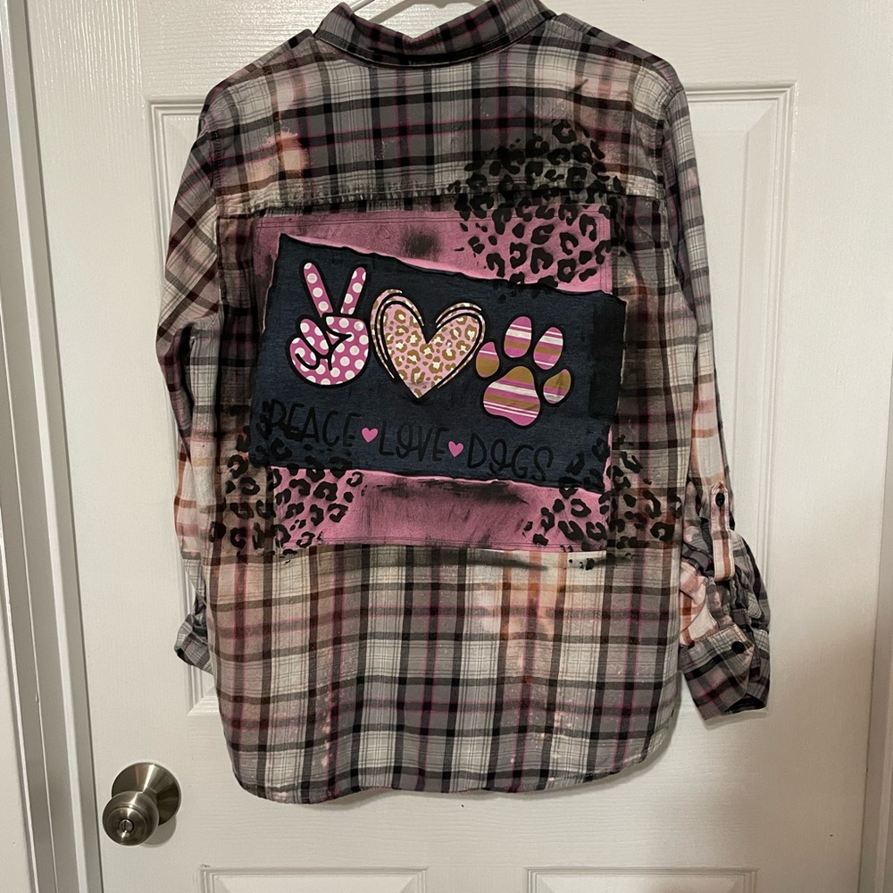 Ladies one of a kind flannel inspired shirt